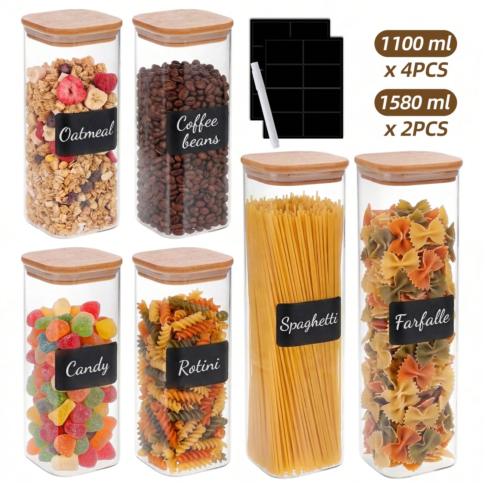 6/12pcs Glass Food Storage Con - Kitchen Baking Storage Containers recension och pris