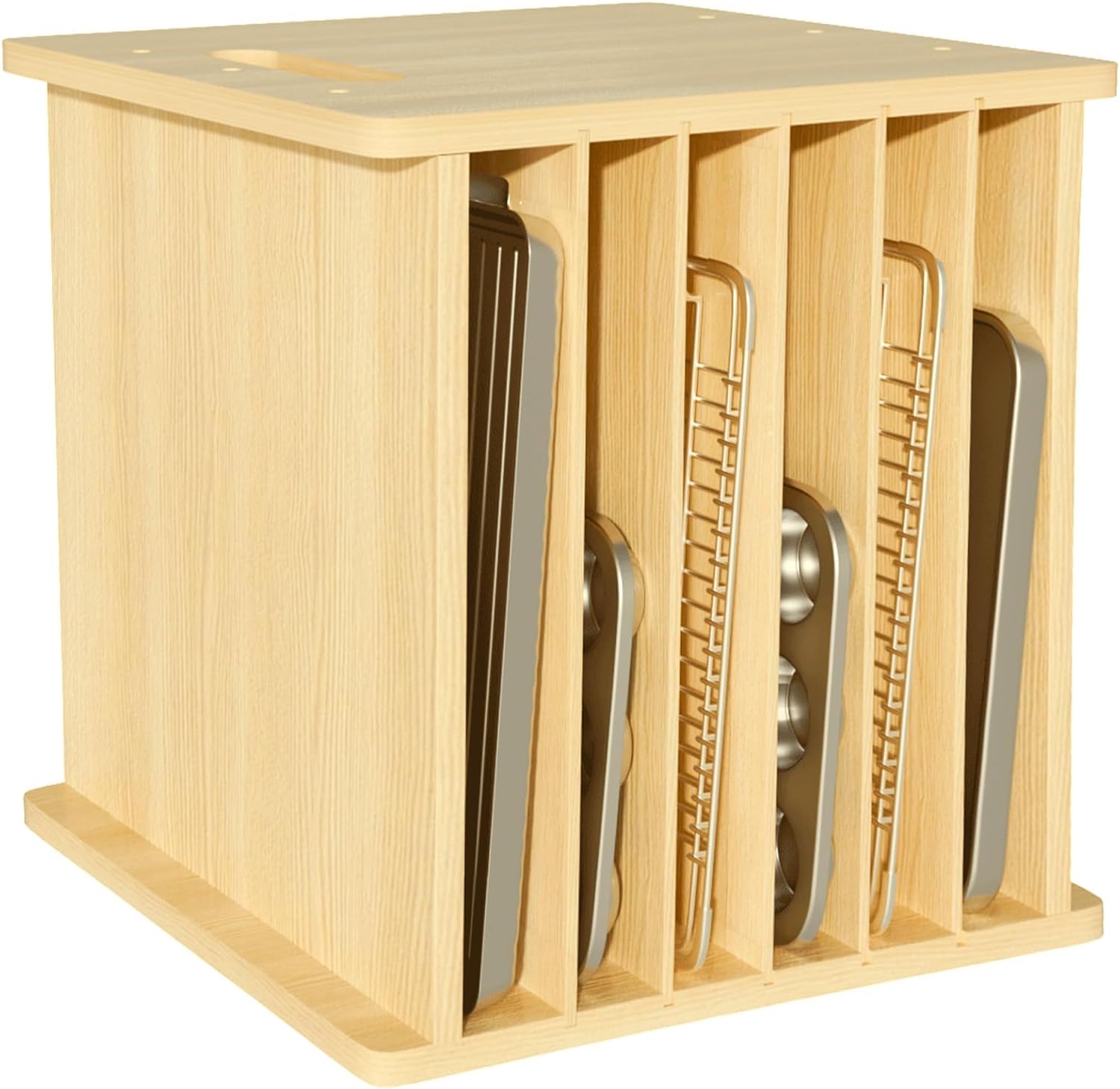 Wooden Bakeware Tray Divider O - Kitchen Cabinet Baking Sheet Organizer recension och pris