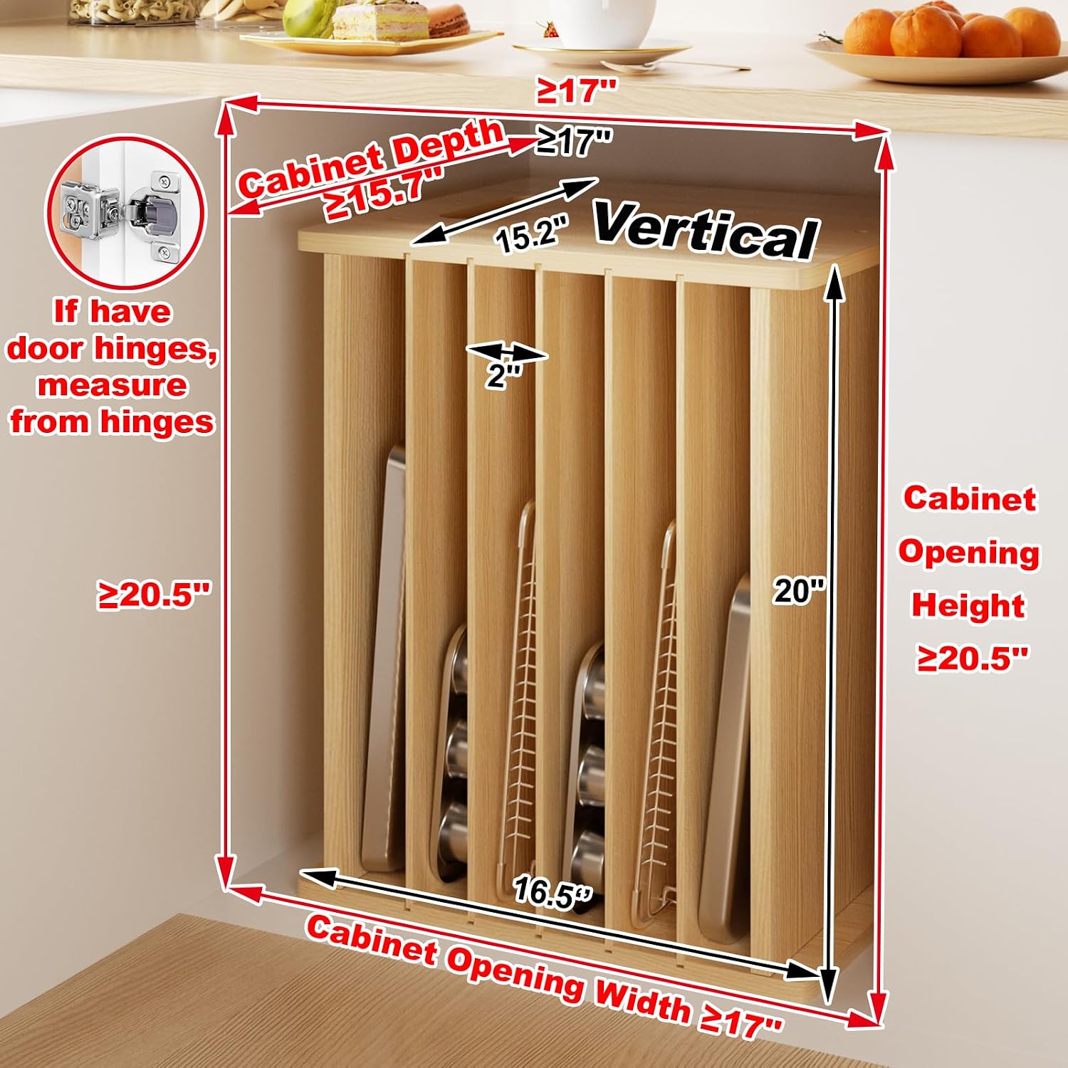 Wooden Bakeware Tray Divider O - Kitchen Cabinet Baking Sheet Organizer recension och pris