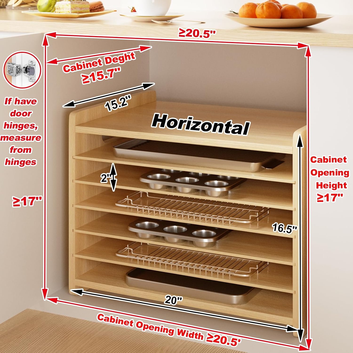 Wooden Bakeware Tray Divider O - Kitchen Cabinet Baking Sheet Organizer recension och pris