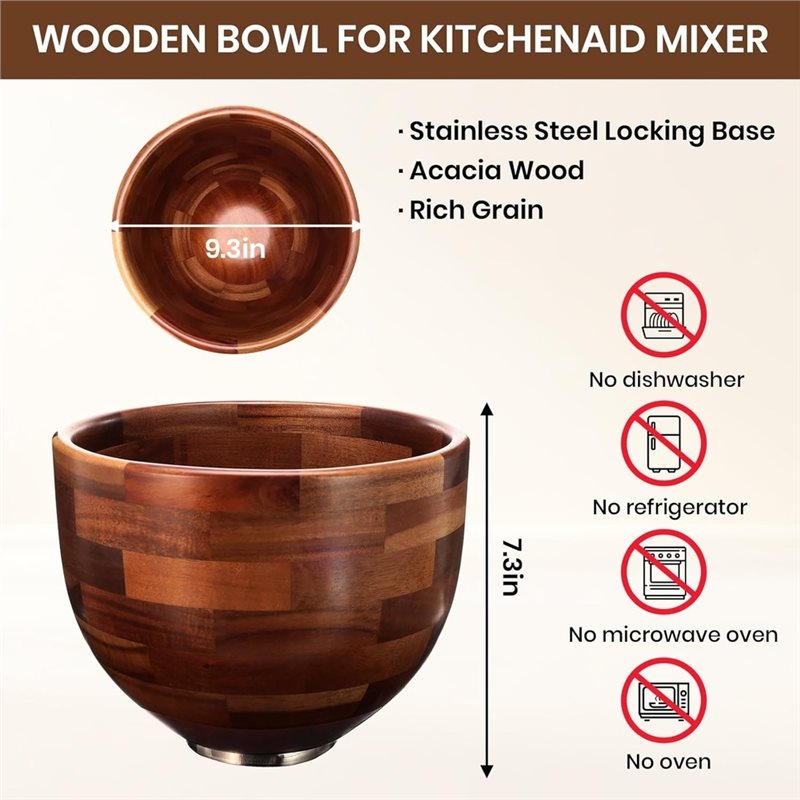 ABGH-Wood Mixing Bowl For Kitc - Kitchenaid Baking Bowl recension och pris