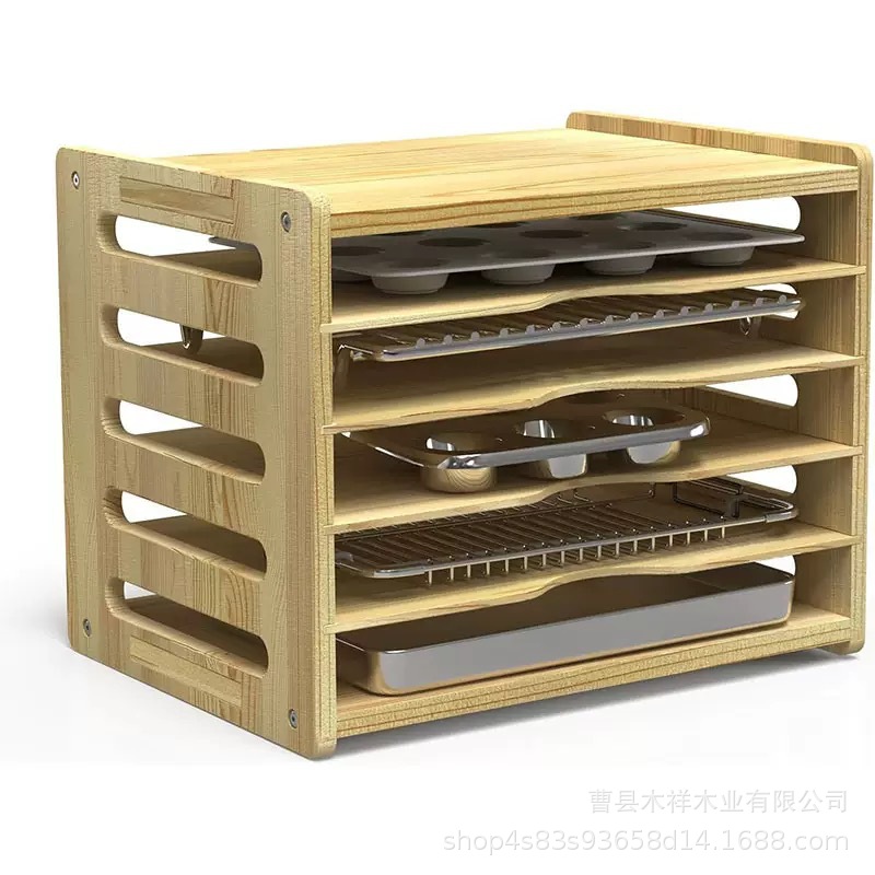 Solid wood kitchen storage rac - Kitchen Cabinet Baking Sheet Organizer recension och pris