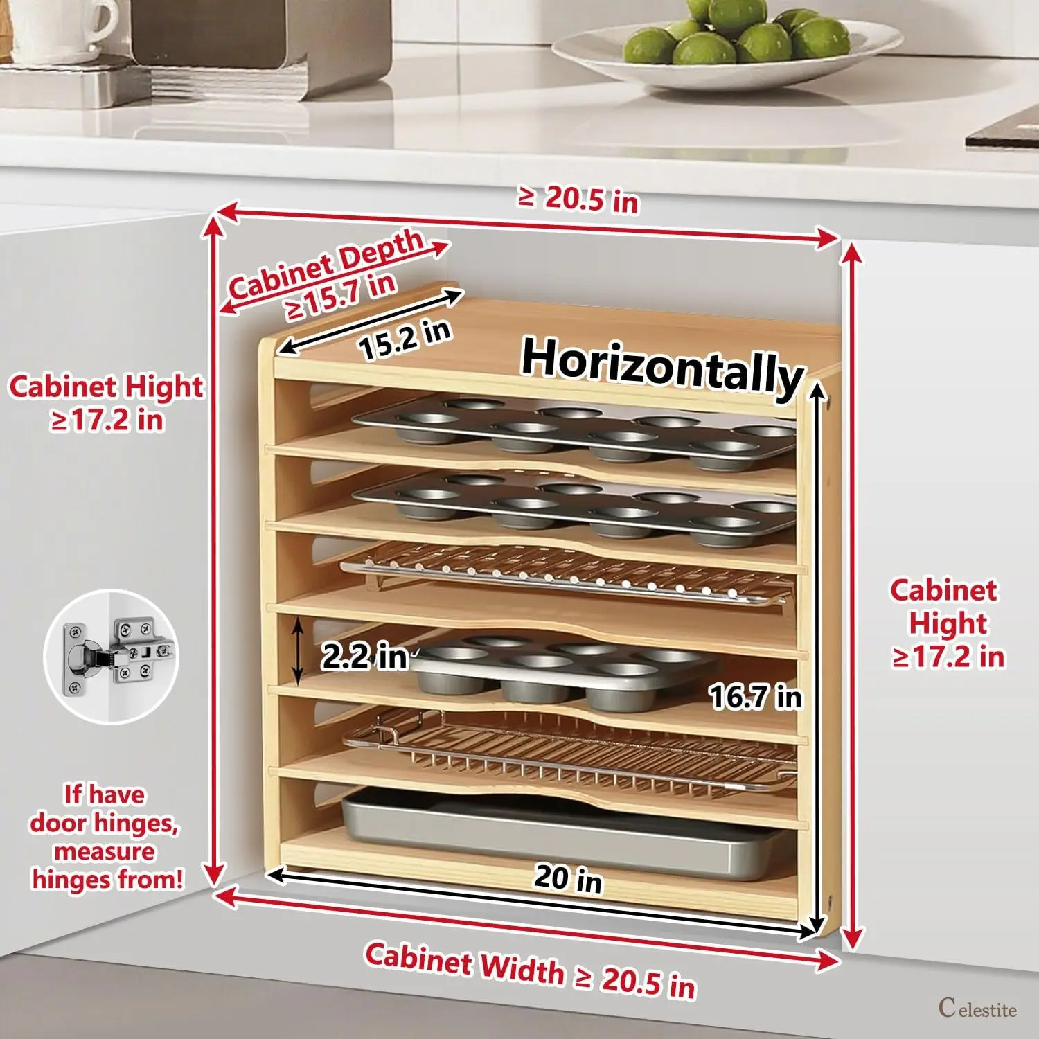 Wooden Tray Dividers for Cabin - Kitchen Cabinet Baking Sheet Organizer recension och pris