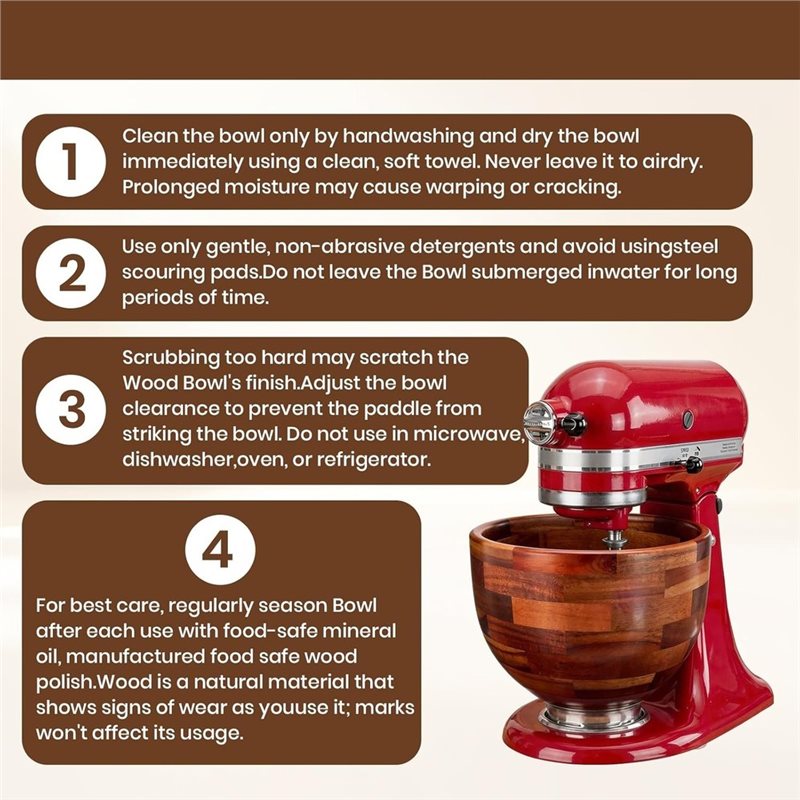AB41-Wood Mixing Bowl For Kitc - Kitchenaid Baking Bowl recension och pris