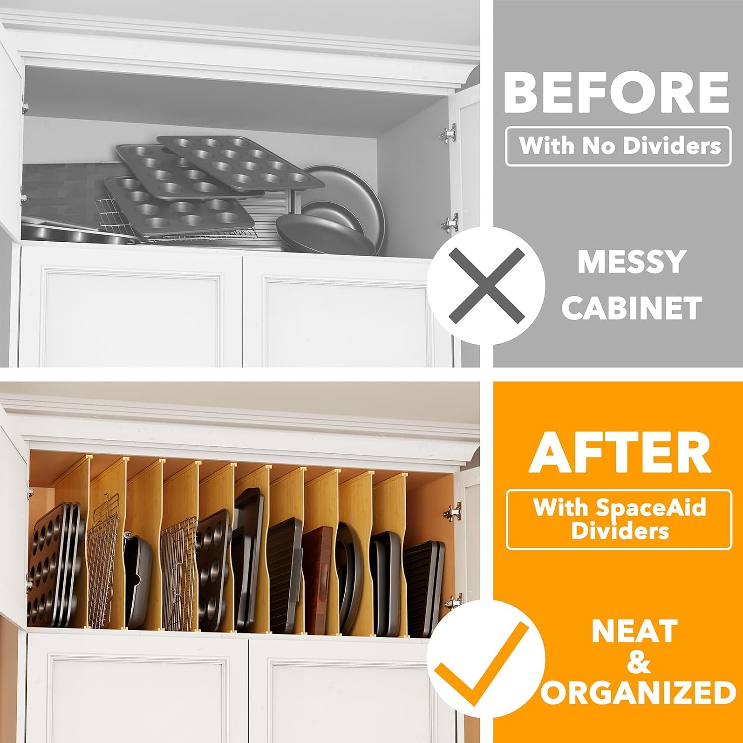 10 Pack Bamboo Tray Dividers f - Kitchen Cabinet Baking Sheet Organizer recension och pris