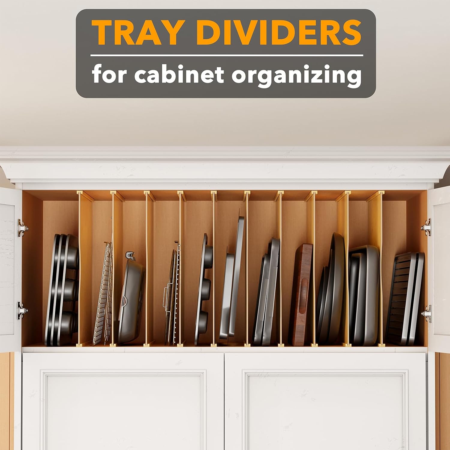 10 Pack Bamboo Tray Dividers f - Kitchen Cabinet Baking Sheet Organizer recension och pris